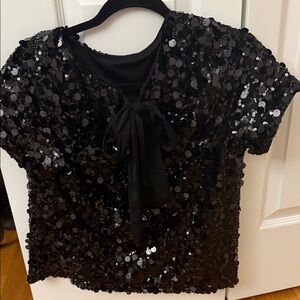 Nine West Black Sequin Blouse